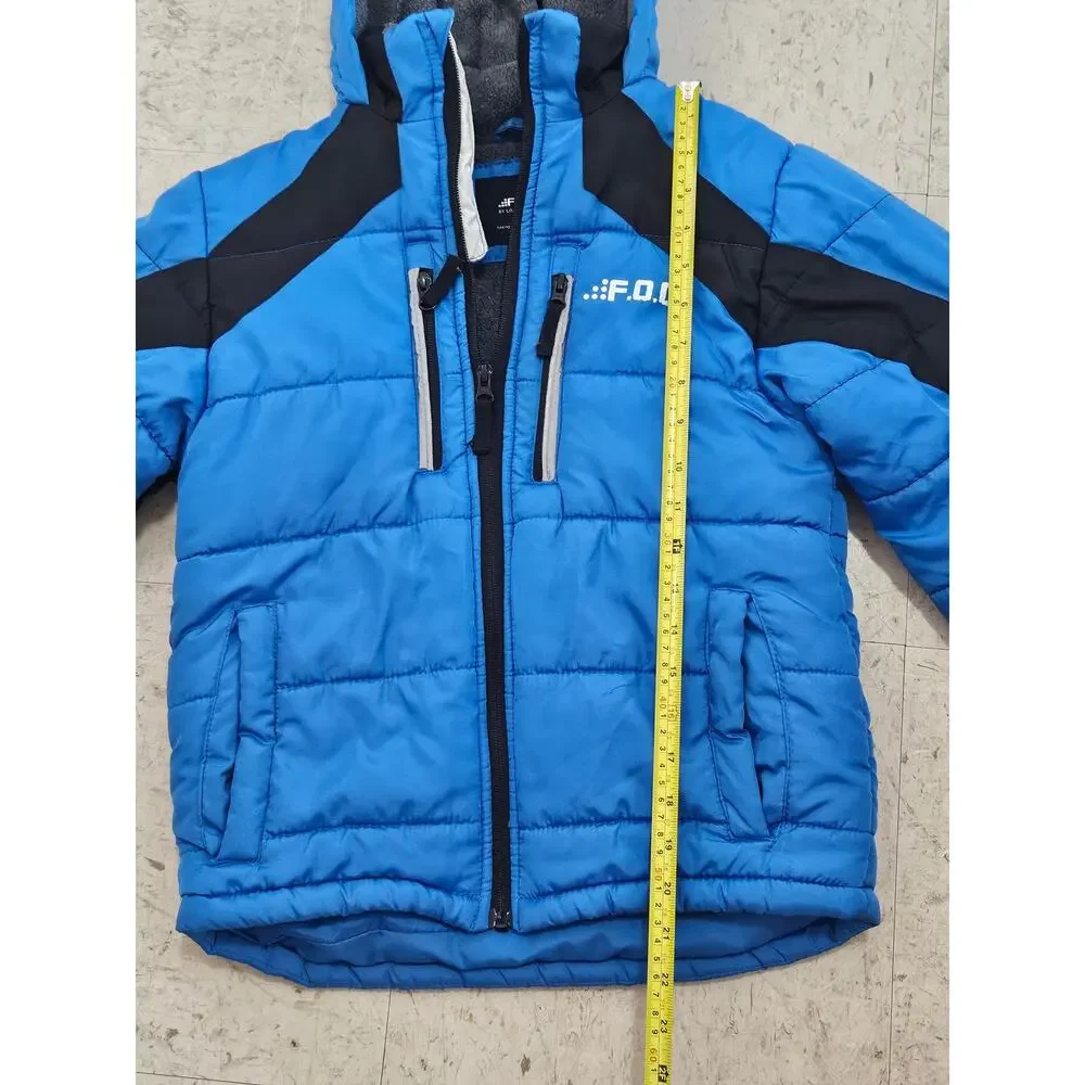 F.O.G. by London Fog Boys Blue Black Hooded Puffer Winter Jacket M 10-12